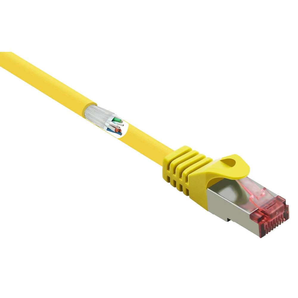 Renkforce RF-5370036 RJ45 mrežni kabel, Patch kabel CAT 6 S/FTP 15.00 m žuta sa zaštitom za nosić, pozlaćeni kontakti, vatrostalan 1 St. slika