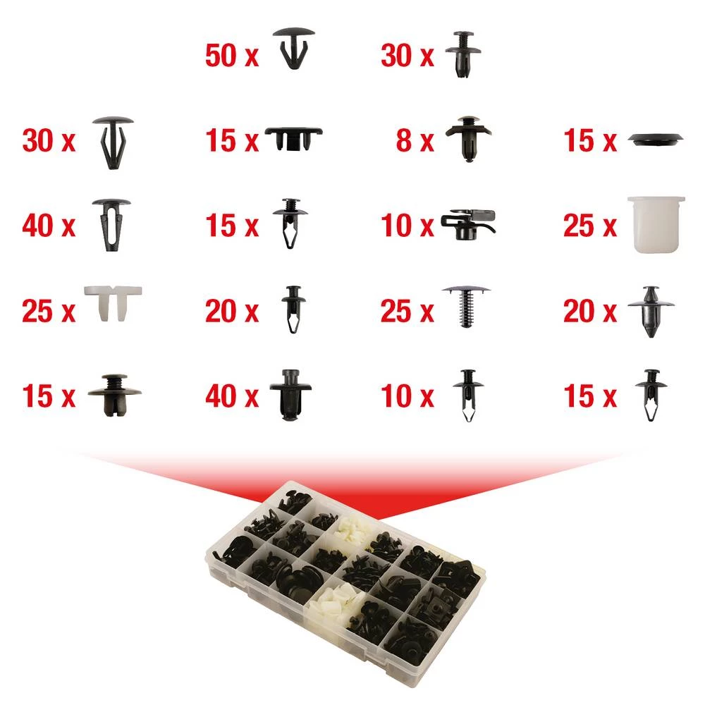 KS Tools 420.0550 Set kopči za Nissan, 408 kom slika
