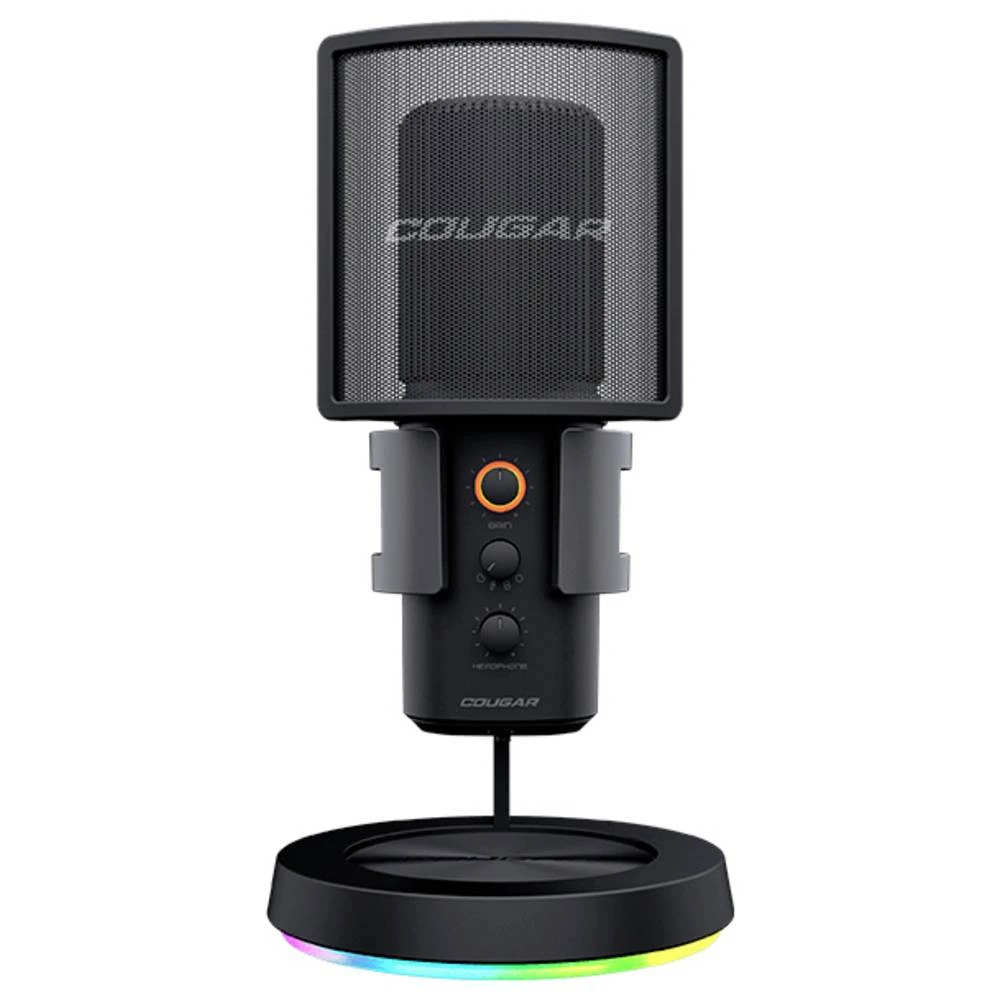 Cougar CGR-U163RGB-500MK stojeći studijski mikrofon Način prijenosa:žičani USB žičani crna slika