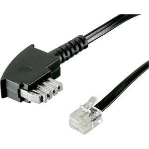 Priključni kabel za faks uređaje [1x TAE-N utikač - 1x RJ12 utikač 6p6c] 6 m crne boje slika