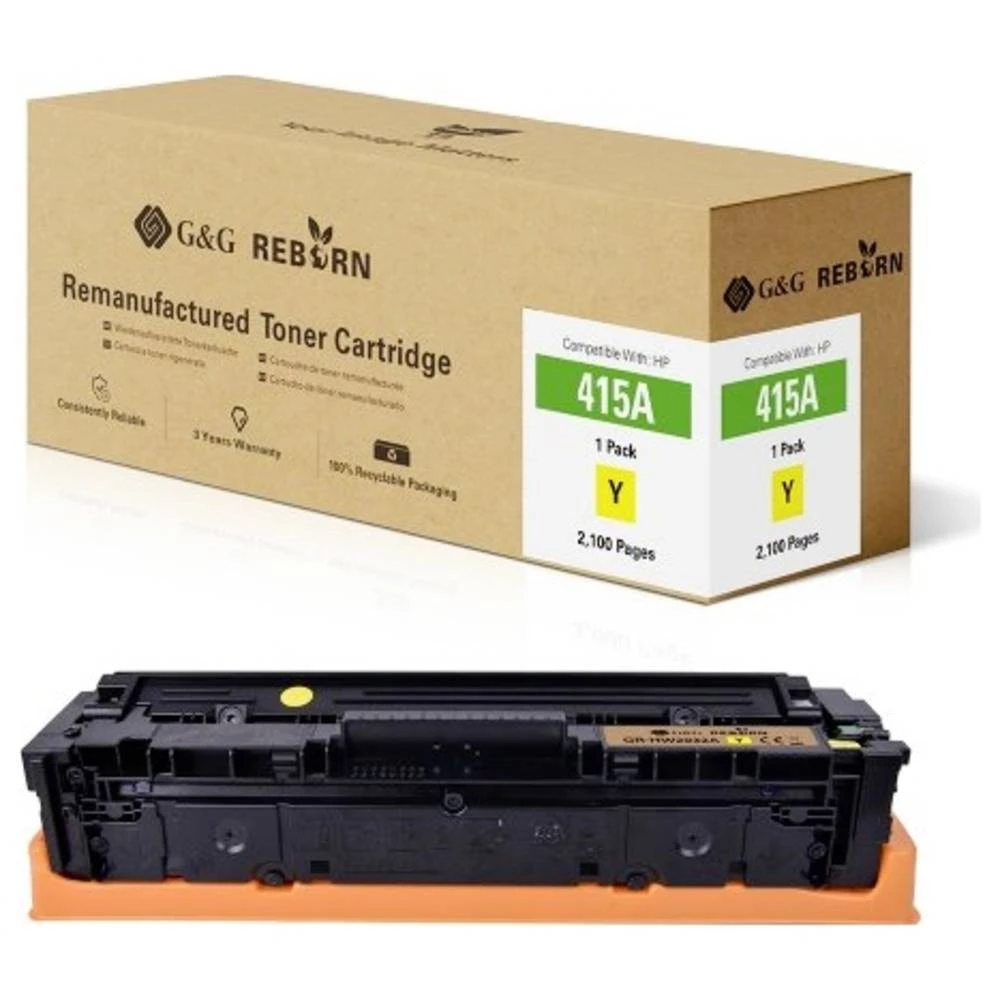 G&G toner zamijenjen HP 415A kompatibilan žut 2100 Stranica Reborn remanufactured 21271 slika