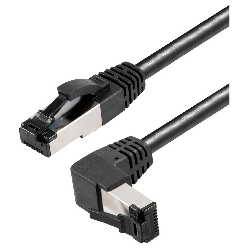Maxtrack TI49-0,5L RJ45 mrežni kabel, Patch kabel CAT 8.1 S/FTP 0.50 m crna 90° kutno prema gore, otporan na amonijak, j slika