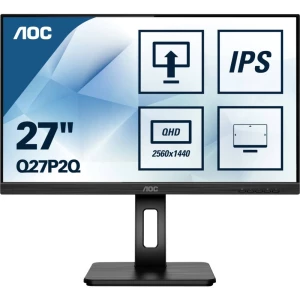 AOC Q27P2Q LCD zaslon 68.6 cm (27 palac) Energetska učinkovitost 2021 F (A - G) 2560 x 1440 piksel QHD 4 ms utičnica za slušalice, audio line-in IPS LED slika