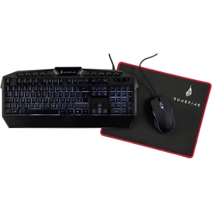 Surefire Gaming KingPin USB, žičani igraća tipkovnica, set miša osvjetljen njemački, qwerty, Windows ® crna slika