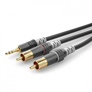 Hicon HBA-3SC2-0150 utičnica / Cinch audio priključni kabel [2x muški cinch konektor - 1x 3,5 mm banana utikač] 1.50 m crna slika