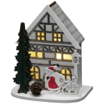 Konstsmide 3277-210 drvena figura kuća s Djedom Mrazom toplo bijela LED toplo-bijela timer, s prekidačem