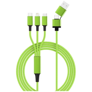 Smrter USB kabel za punjenje USB 2.0 Apple Lightning utikač, USB-A utikač, USB-C® utikač, USB-Micro-B utikač 1.2 m zelena s otg funkcijom, oplaštenje od tekstila SMRTER_HYDRA_ULT_GN slika