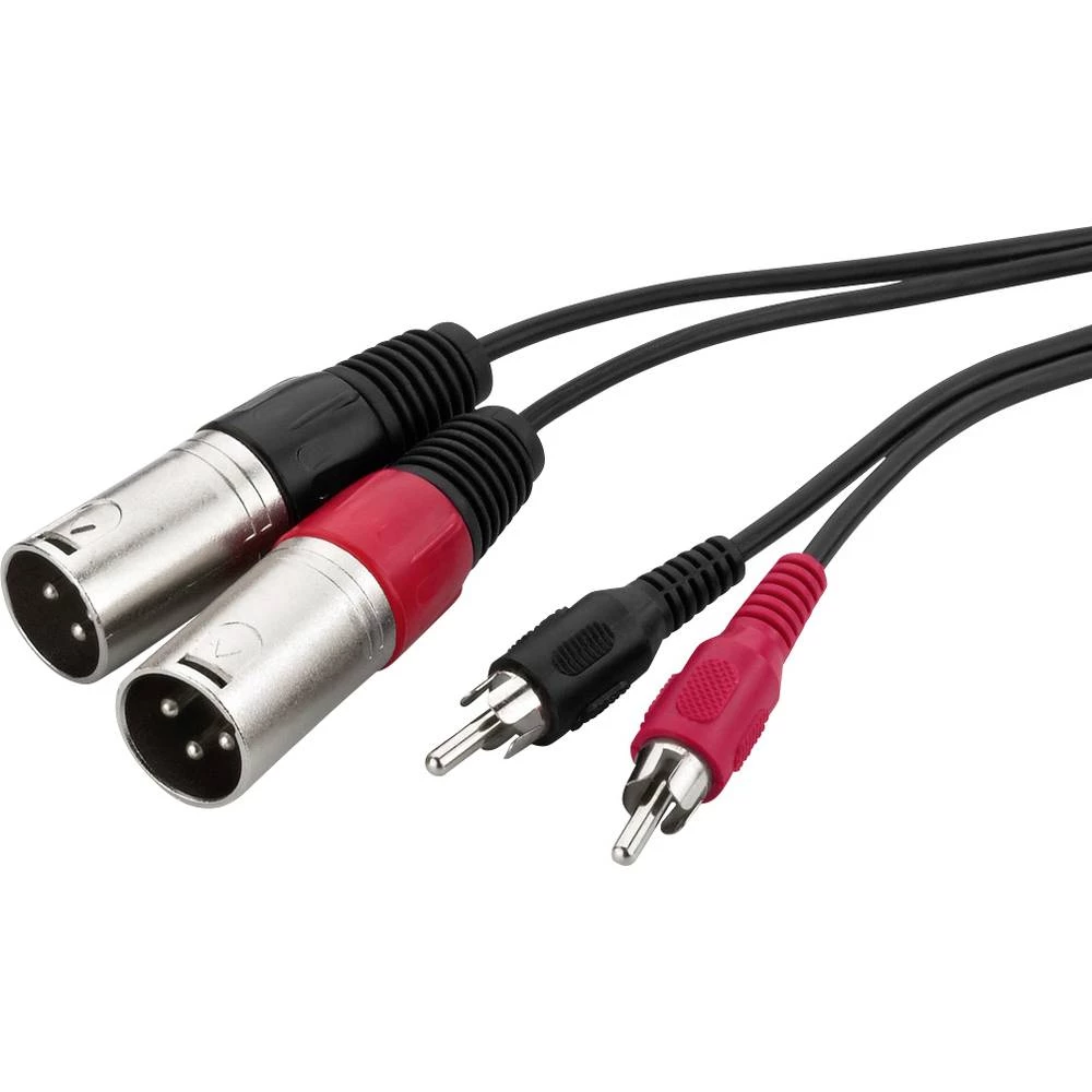 Monacor MCA-127P audio priključni kabel [2x muški konektor XLR - 2x muški cinch konektor] 1 m crna slika