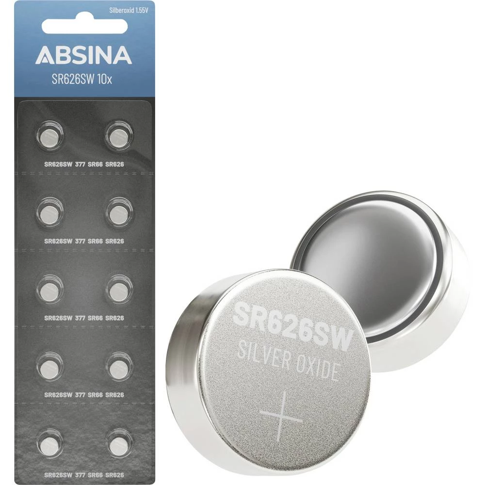 Absina gumbasta baterija 377 1.55 V 10 kom. srebrovo-oksidni slika