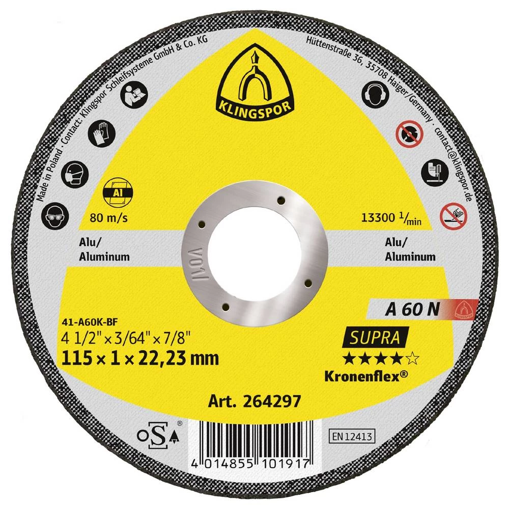 Klingspor A 60 N Supra 264298 rezna ploča ravna 125 mm 25 kom. aluminij slika