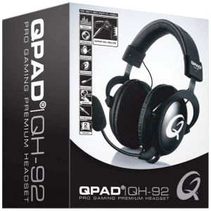 QPAD QH92 igraće naglavne slušalice sa mikrofonom 2x 3,5 utičnica (mikrofon/slušalice) sa vrpcom preko ušiju crna slika