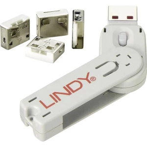 LINDY zaključavanje USB priključka USB Port Lock + Key 4-dijelni komplet bijela uklj. 1 ključ 40454 slika