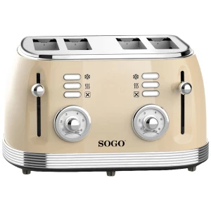 SOGO Human Technology  #####4-Scheiben-Toaster indikatorska lampica, toast funkcija bež boja, metalik slika