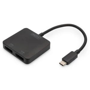 Digitus DS-45339 DisplayPort / USB-C® adapter [1x USB-C® - 2x ženski konektor DisplayPort] crna podržava HDMI, High Speed HDMI, Ultra HD (4K) HDMI, DisplayPort 1.2 slika