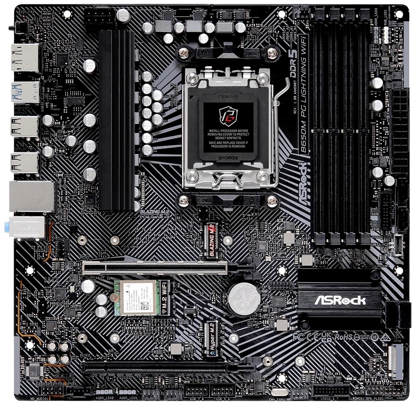 ASRock B650M PG Lightning WiFi matična ploča Baza #####AMD AM5 Faktor oblika (detalji) Micro-ATX Set čipova matične ploč slika