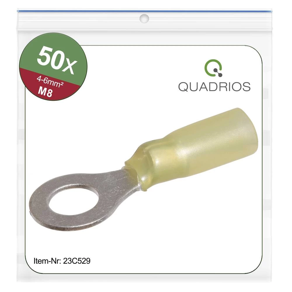 Quadrios 23C529 prstenasta kabelska stopica Presjek (maks.)=6 mm² Otvor Ø=8.5 mm izolirani dio žuta 50 St. slika