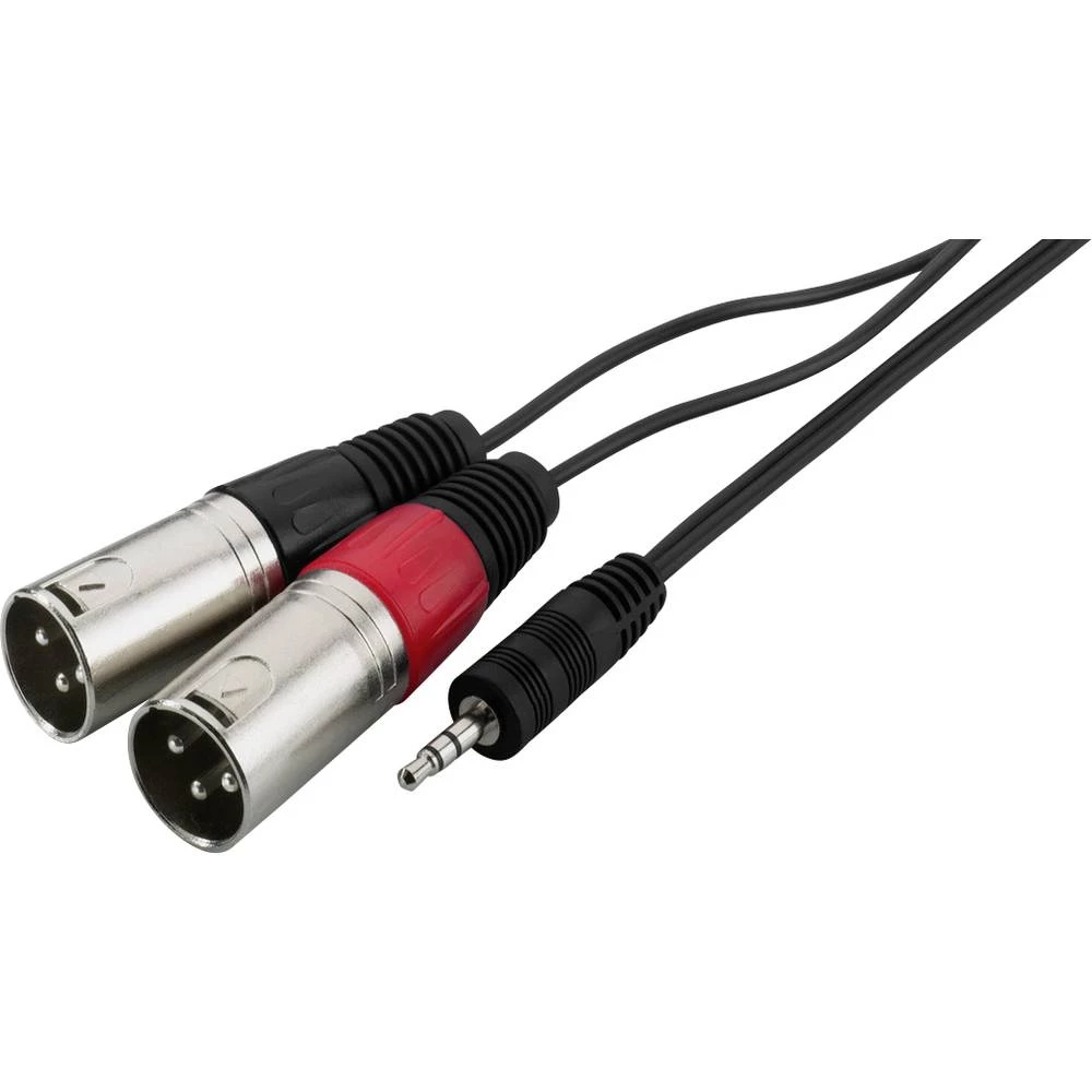 Monacor MCA-129P audio adapterski kabel [2x muški konektor XLR - 1x 3,5 mm banana utikač] 1 m crna slika