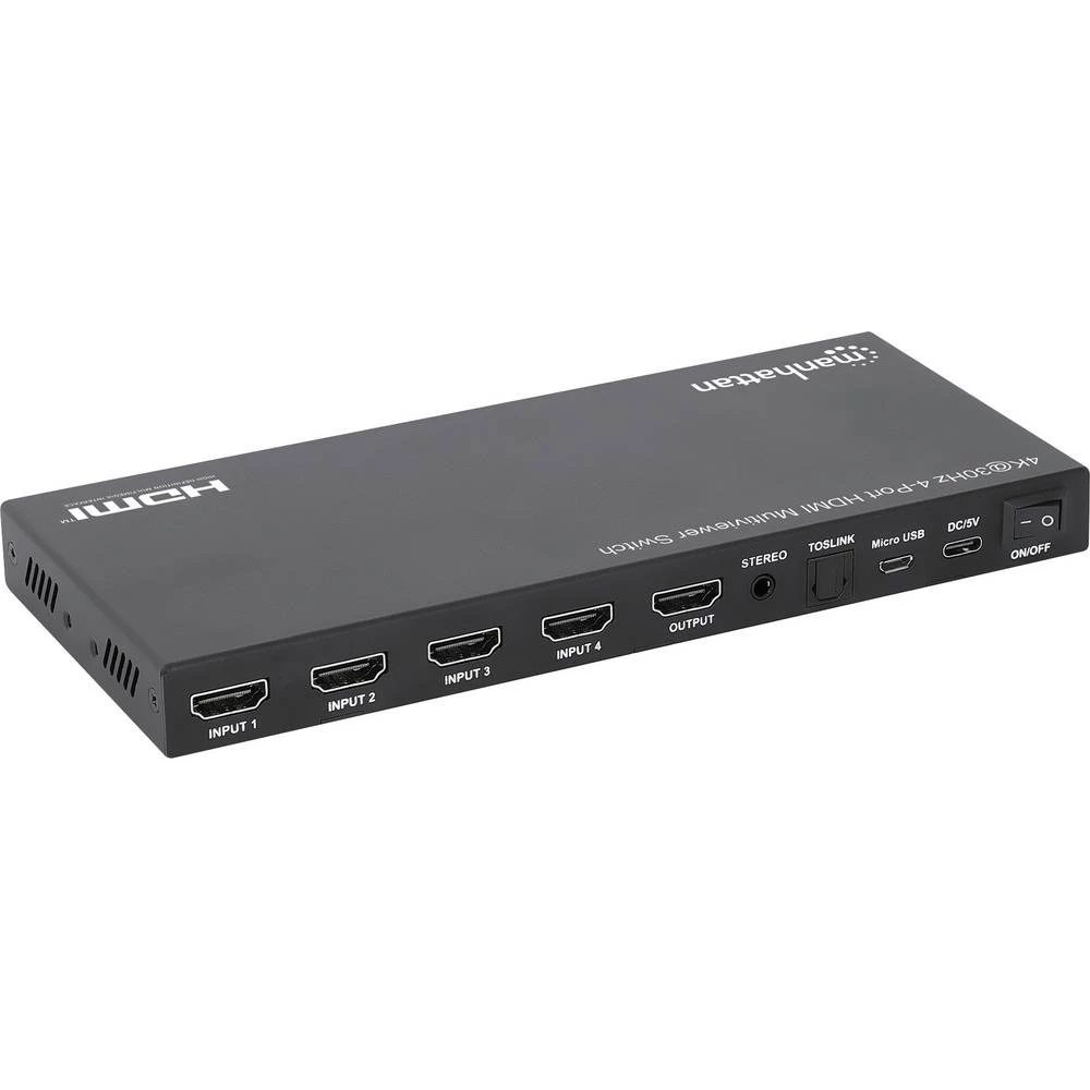 Manhattan HDMI prekidač metalno kućište, sa daljinskim upravljačem, Multi-View-Modus, moguća montaža na stalak, podržava slika