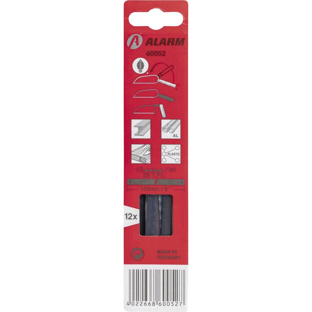 12 pakiranja listova pila za metal, grubo 25TPI L. 190 mm Alarm Werkzeuge 56060052 slika