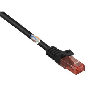 Renkforce RF-5042664 RJ45 mrežni kabel, Patch kabel CAT 6 U/UTP 0.15 m crna sa zaštitom za nosić, bez halogena 1 St. slika