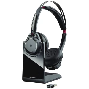 POLY Voyager Focus UC računalo On Ear Headset Bluetooth® stereo crna poništavanje buke slušalice s mikrofonom, uklj. stanica za punjenje i prikljucna stanica, kontrola glasnoće, utišavanje mikrofona slika