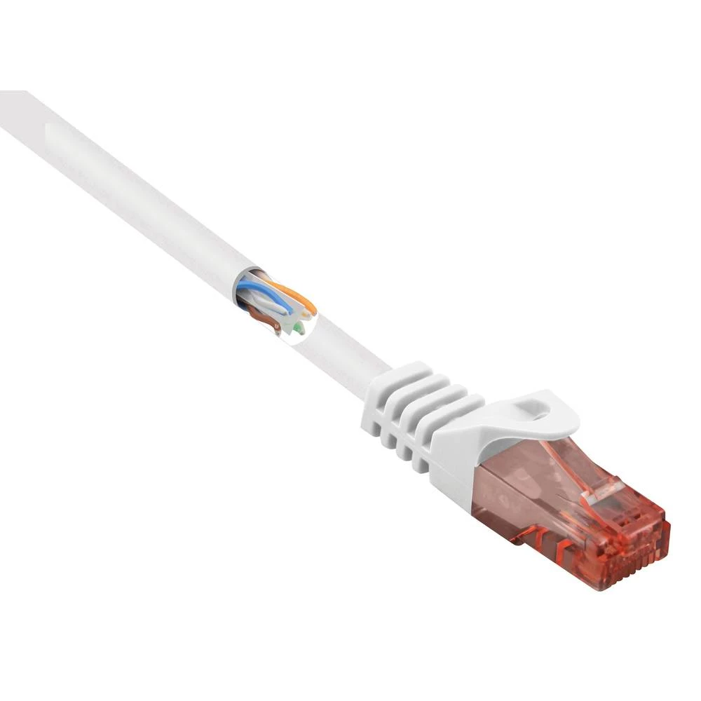 Renkforce RF-5043886 RJ45 mrežni kabel, Patch kabel CAT 6 U/UTP 1.00 m bijela sa zaštitom za nosić, bez halogena 1 St. slika