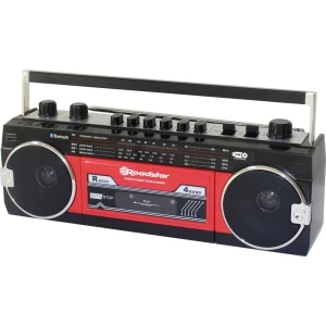 Roadstar RCR-3025EBT/RD prijenosni kasetofon osjetljive tipke, funkcija snimanja, uklj. mikrofon crvena, crna slika