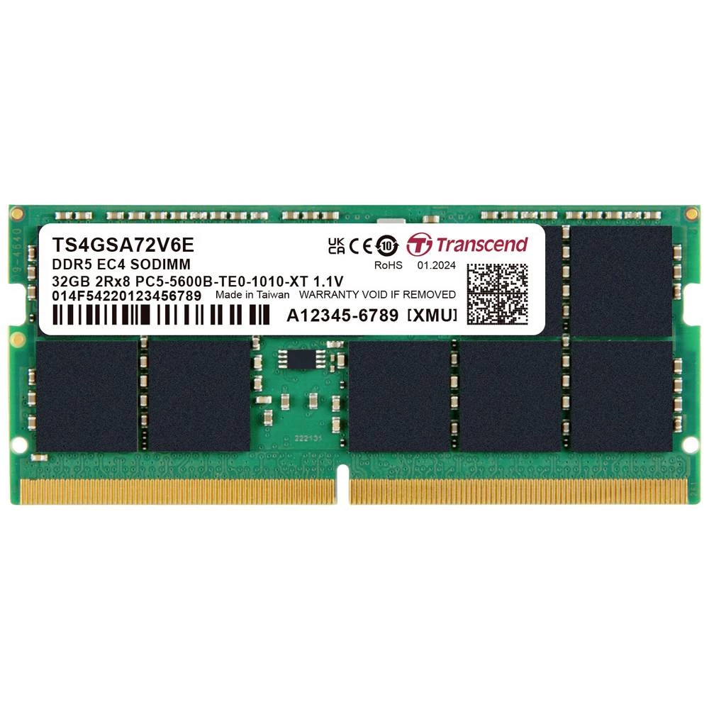 Transcend TS4GSA72V6E memorijski modul za računalo maloprodaja DDR5 32 GB 1 x 32 GB ECC 5600 MHz 262pin SO-DIMM TS4GSA slika