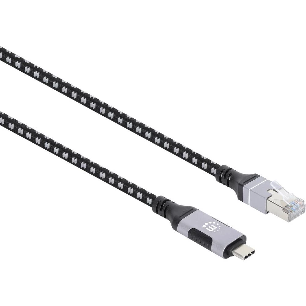 Manhattan USB kabel USB 3.2 gen.1 RJ45 utikač, USB-C® utikač 200 cm crna/srebrna zaštićen s folijom, oplaštenje od tekst slika