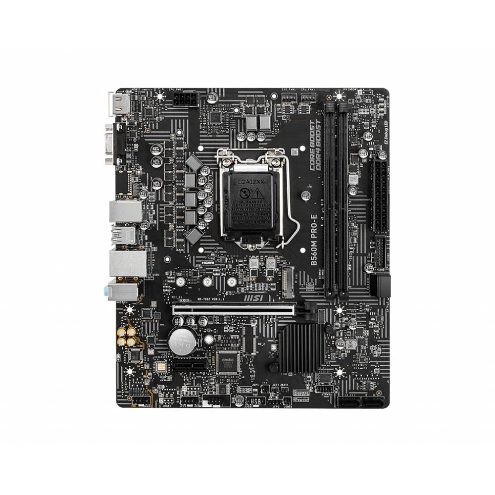 MSI B560M PRO-E, Intel, LGA 1200, Intel® Celeron®, Intel® Core™ i5, Intel® Core™ i7, Intel® Core™ i9, Intel® Pentium®, DDR4-SDRAM, 64 GB, DIMM MSI B560M PRO-E matična ploča Baza Intel® 1200 Faktor ... slika