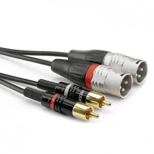 Hicon HBP-M2C2-0300 audio adapterski kabel [2x muški cinch konektor - 2x XLR utikač 3-polni] 3.00 m crna slika