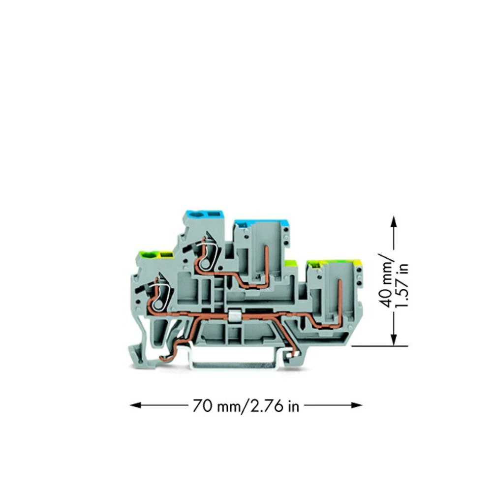 WAGO 870-117 dvokatna osnovna stezaljka 5 mm opruga Dostupnost: l siva 50 St. slika