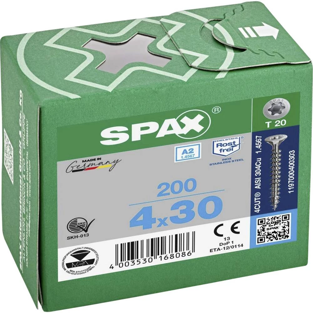 SPAX 1197000400303 R 88091 Senkkopf T-STAR vijak za drvo 4 mm 30 mm T-STAR plus nehrđajući čelik A2 200 kom. slika