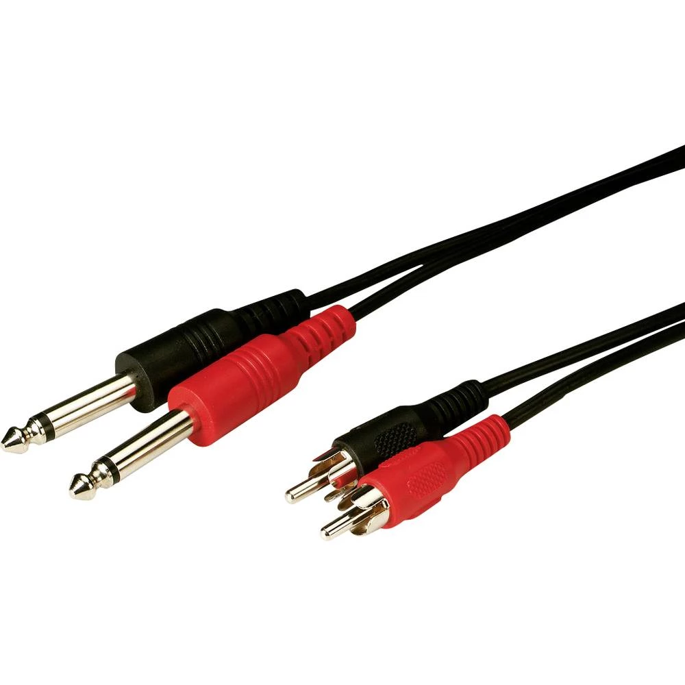 Monacor MCA-154 audio priključni kabel [2x muški cinch konektor - 2x klinken utikač 6.3 mm (mono)] 1.5 m crna slika