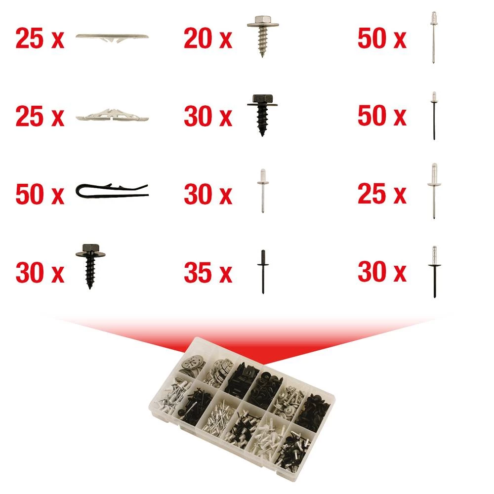 KS Tools 420.0915 Set kopči za pričvršćivanje - brzo otpuštajući zatvarač, 400 kom slika