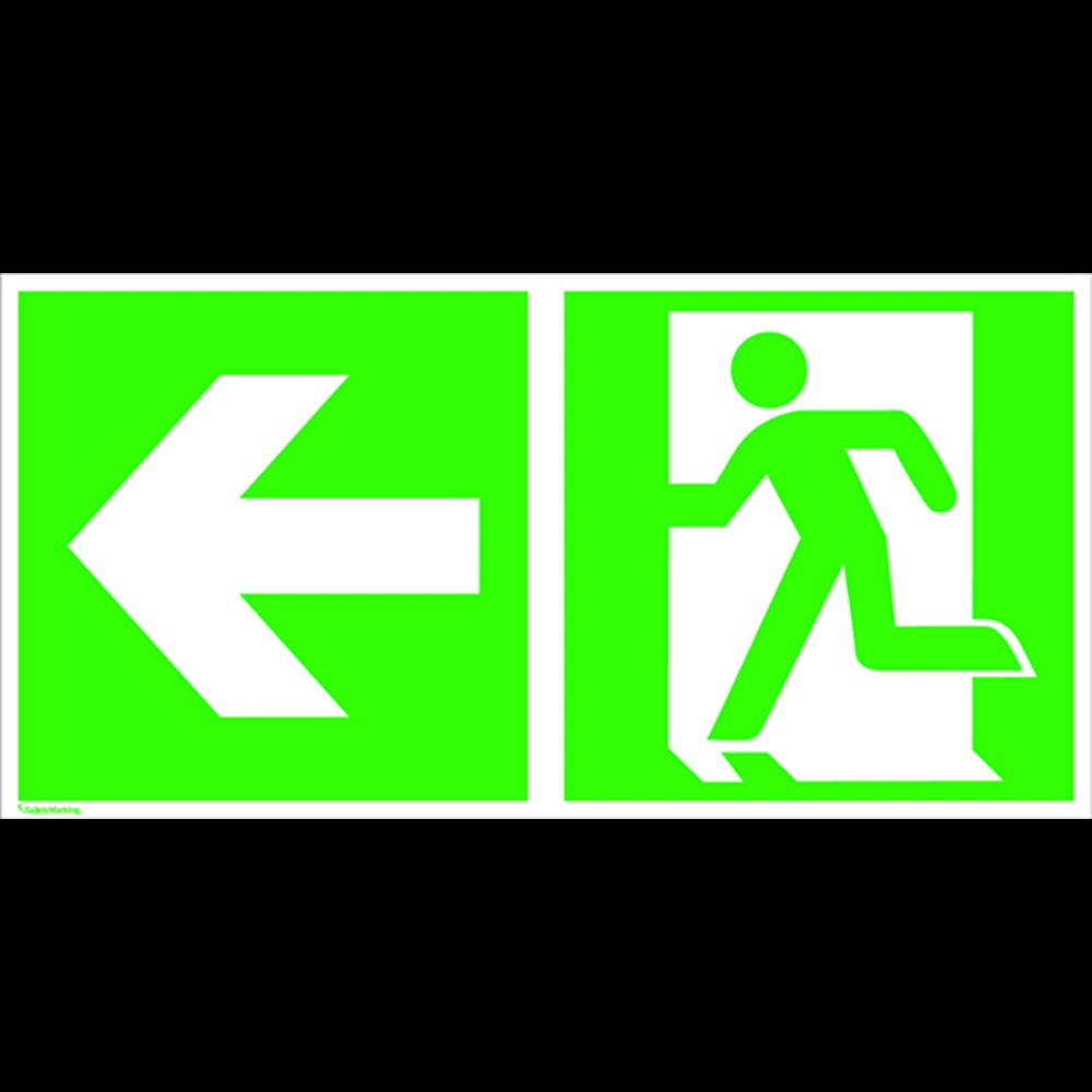 signal rute za izbjegavanje aluminij Izlaz u slučaju nužde lijevo, lijevo u smjeru SafetyMarking 15.3030 (Š x V) 600 mm slika