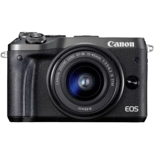Sistemska kamera Canon EOS M6 Uklj. EF-M 15-45 mm IS STM 24.2 MPix Crna WiFi, Bluetooth, Full HD video zapis slika