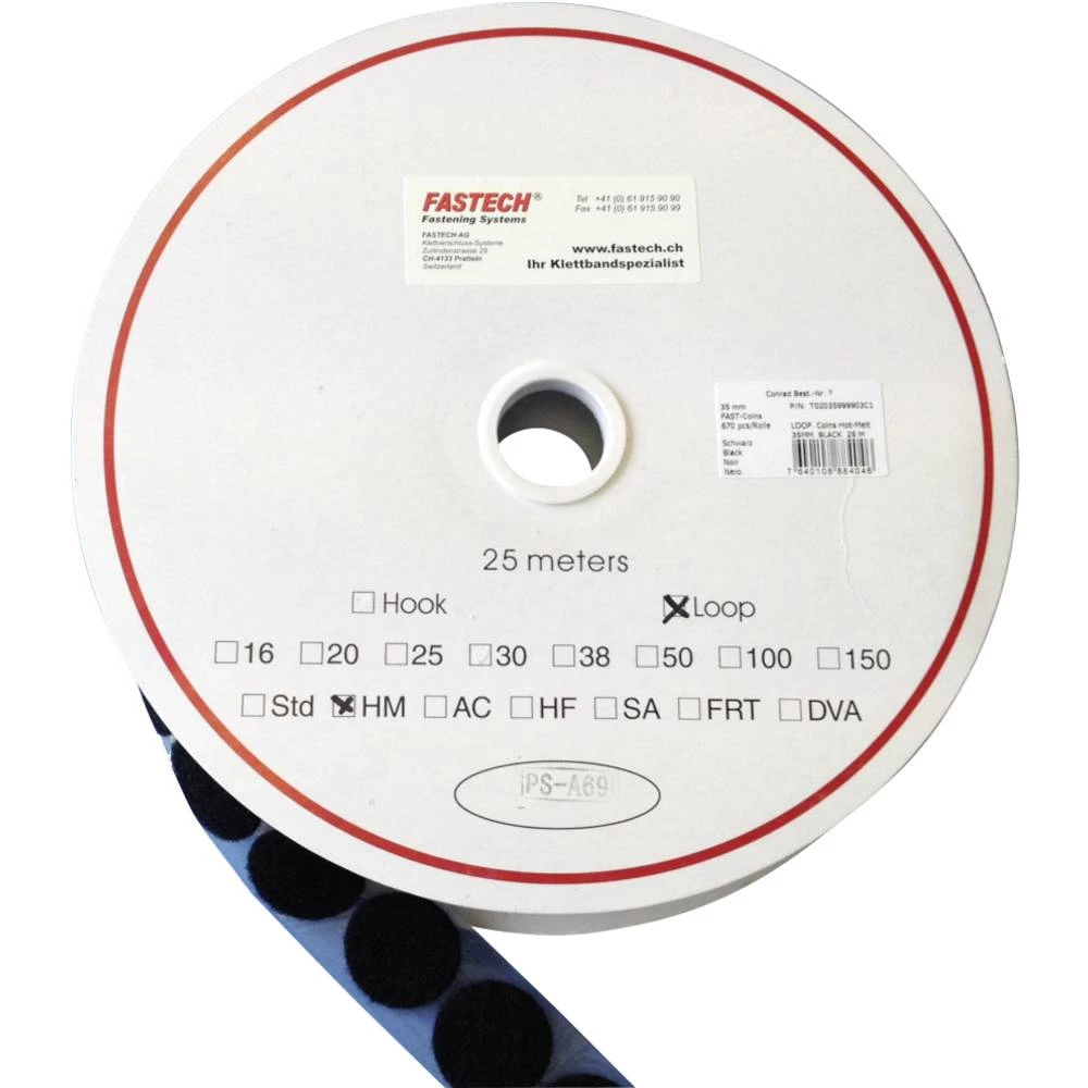 FASTECH® okrugli prianjajući nastavak za lijepljenje vrućom talinom mekana vunena roba (Ø) 20 mm crna 5 m slika