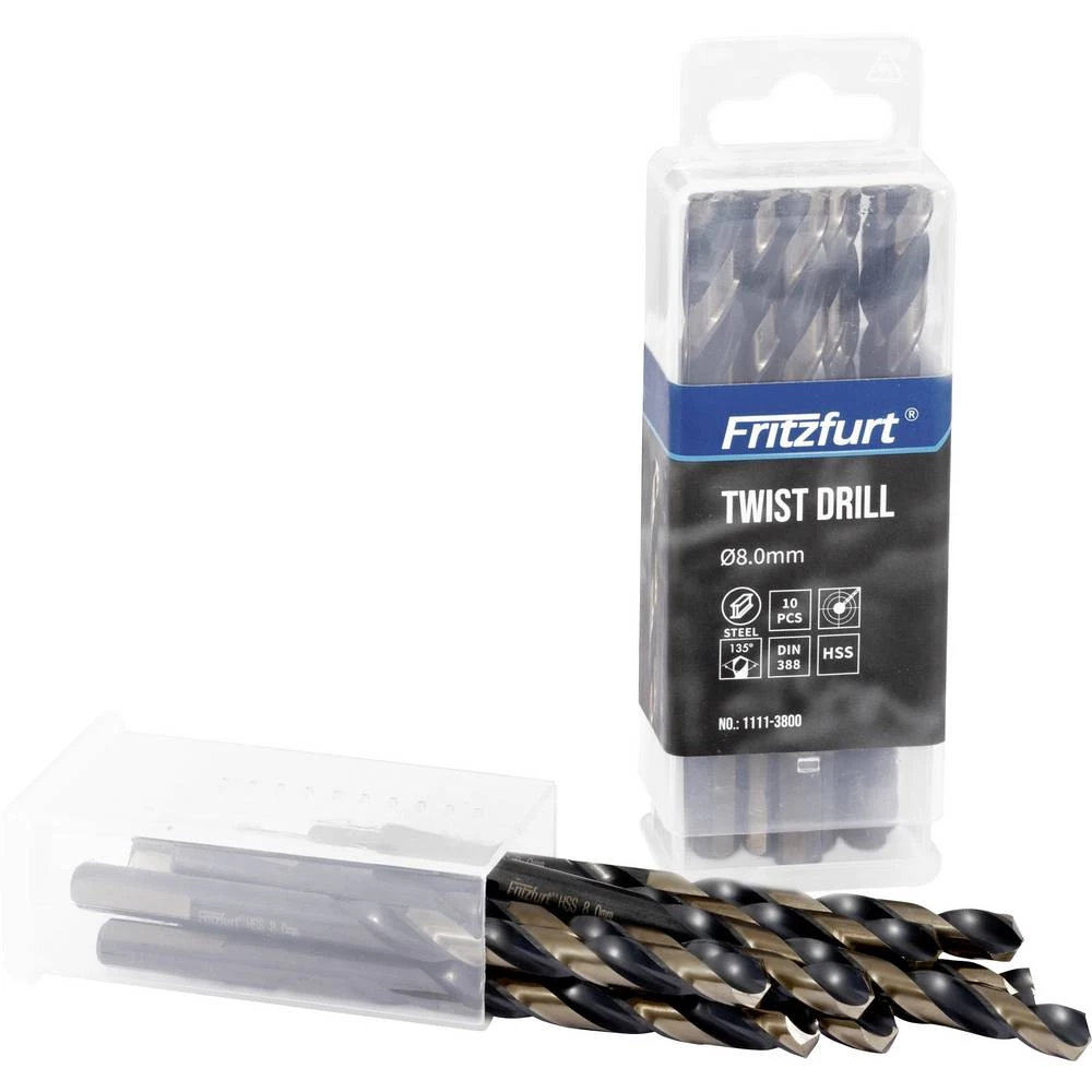 FRITZFURT 1111-3700 HSS-G metal-spiralno svrdlo 10-dijelni 7 mm Ukupna dužina 109 mm otporan na koroziju DIN 338 trojeda slika