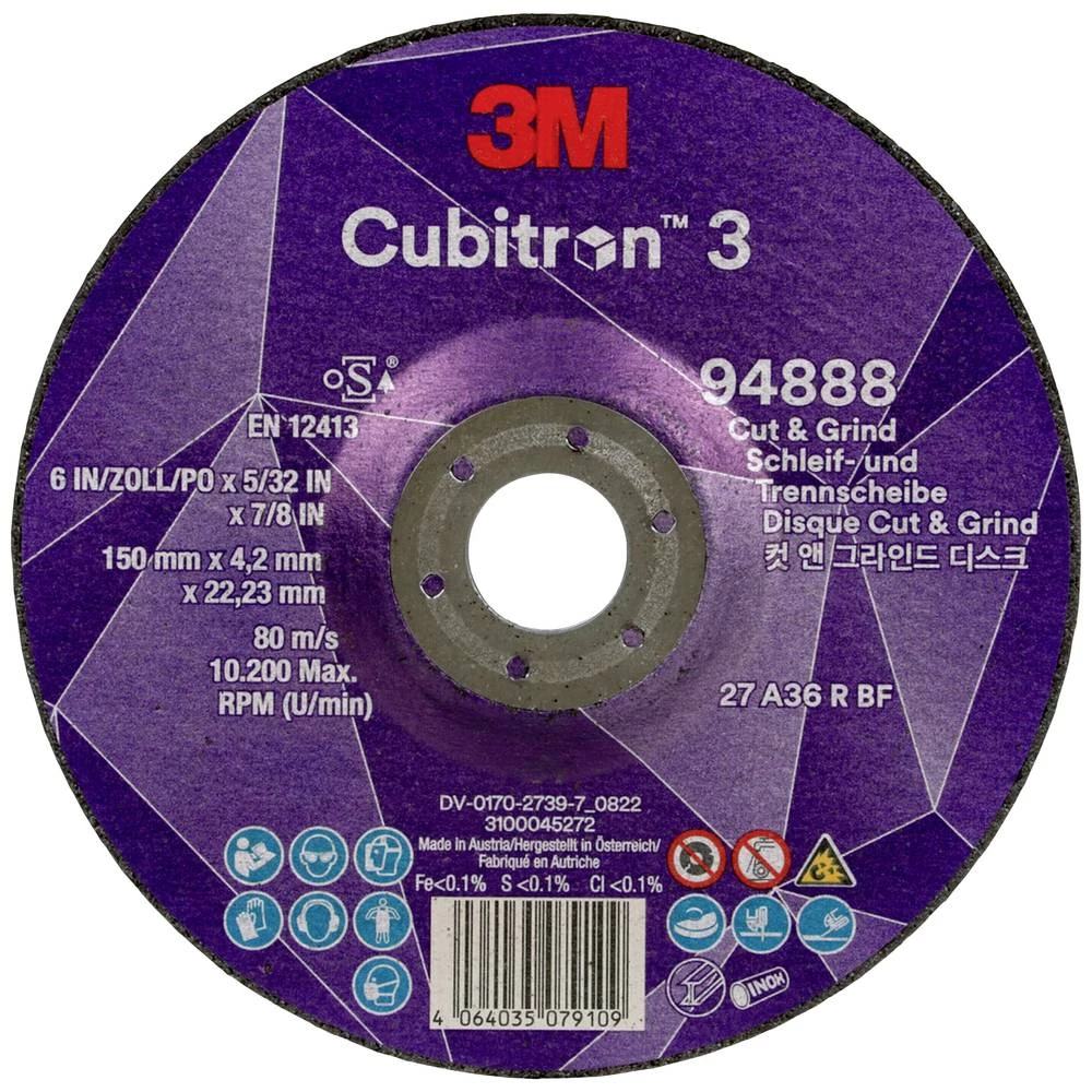 Cubitron 94888 Cubitron™ 3 Cut and Grind brusna ploča promjer 150 mm Promjer bušotine 22.23 mm 10 St. slika
