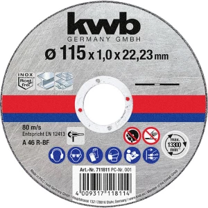 Rezne ploče za obradu nehrđajućeg čelika i čelika kwb  711811 rezna ploča ravna 115 mm 1 St. čelik slika