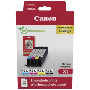 Canon tinta CLI-571XL BK/C/M/Y PHOTO VALUE original kombinirano pakiranje crn, cijan, purpurno crven, žut 0332C006 slika