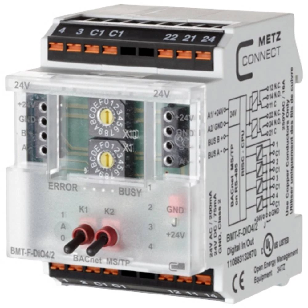 Metz Connect BMT-F-DIO4/2 BACnet MS/TP MS/TP-modul 24 V/AC, 24 V/DC 200 mA Broj izlaza:2 x Content 1 St. slika