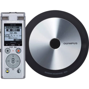 Digitalni diktafon Olympus DM-720 Meet & Record Kit Small Vrijeme snimanja (maks.) 985 h Srebrna Uklj. 1 sućeljni mikrofon slika