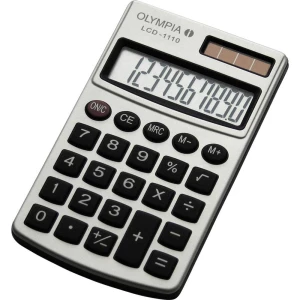 Džepni kalkulator Olympia LCD 1110 Srebrna Zaslon (broj mjesta): 10 solarno napajanje, baterijski pogon (Š x V x d) 70 x 10 x 11 slika