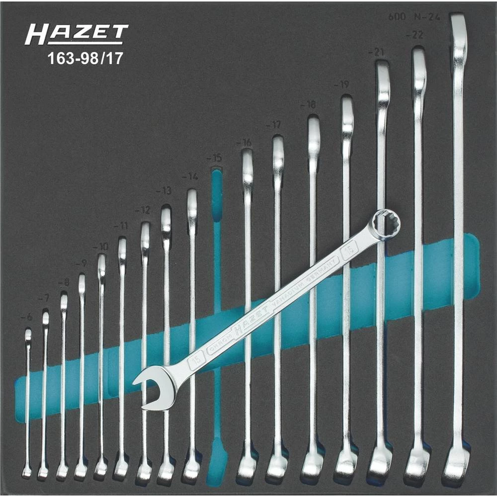 Hazet 163-98/17 komplet prstenasto-viličastih ključeva 17-dijelni Veličina ključa (metrička) (naslov) 6 - 24 mm slika