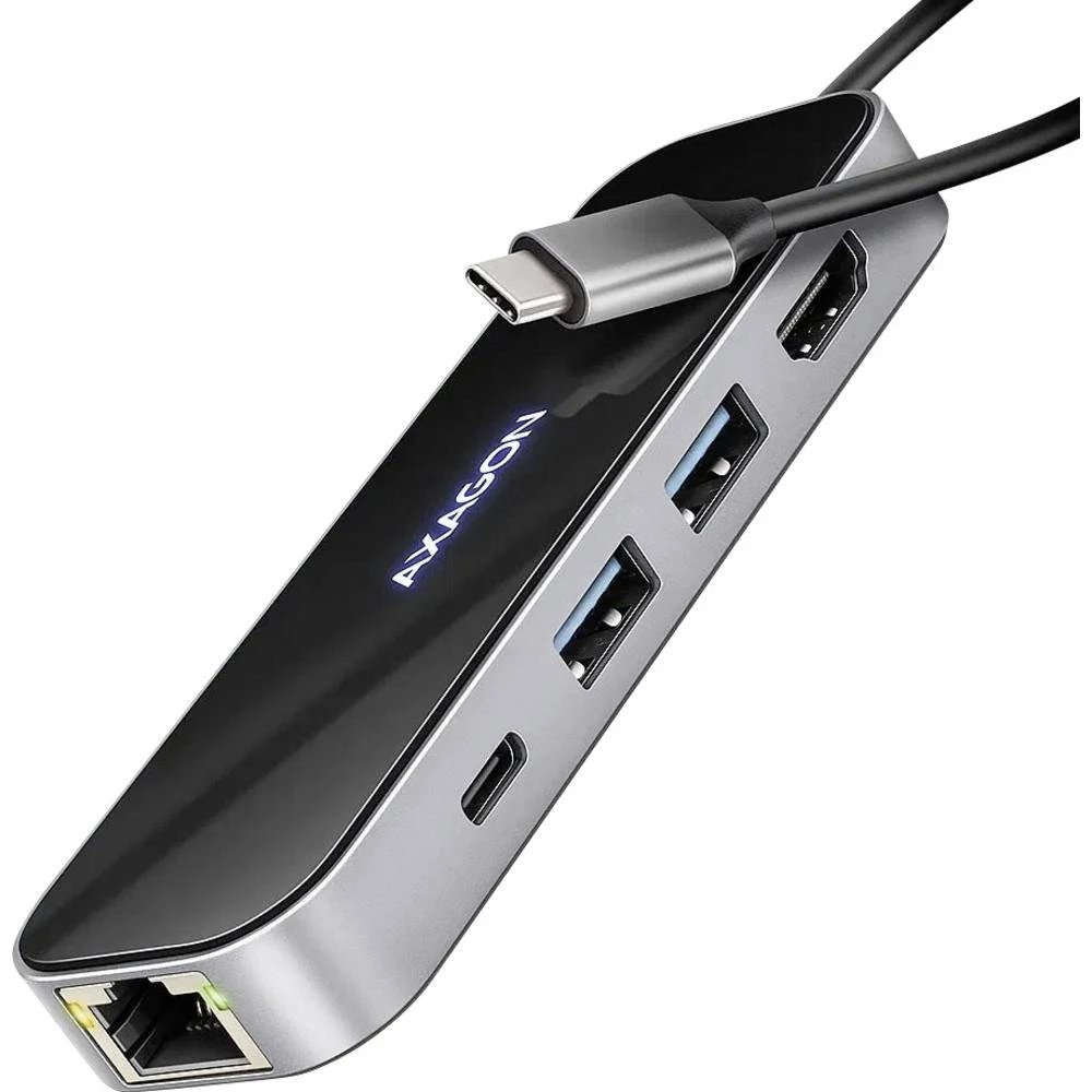 AXAGON AXAGON HMC-6GLN USB-Hub, 2x USB-A, 1x USB-C, 1x HDMI 2.0, 1x RJ45, 100 W PD – USB kombinirani hub slika