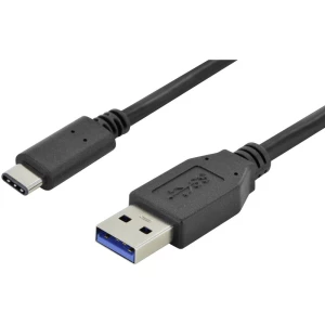 ednet USB 2.0 Priključni kabel 1 m Crna Okrugli, utikač primjenjiv s obje strane, dvostruko zaštićen slika