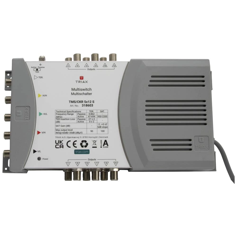 Triax TMS/CKR 5x12 S satelitski multiprekidač Ulazi: 5 (4 sat/1 zemaljske) Broj sudionika: 12 slika