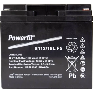Olovni akumulator 12 V 18 Ah GNB Powerfit Powerfit S112/18L F5 S112/18LF5 Olovno-koprenasti (Š x V x d) 181.5 x 167.5 x 77 mm M6 slika
